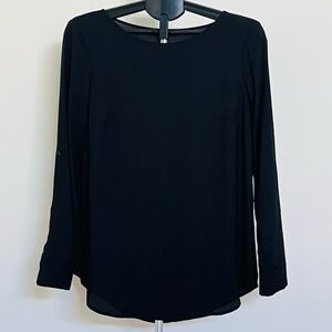 Ann Taylor Classic Black Polyester Long Sleeve Blouse Size Medium
